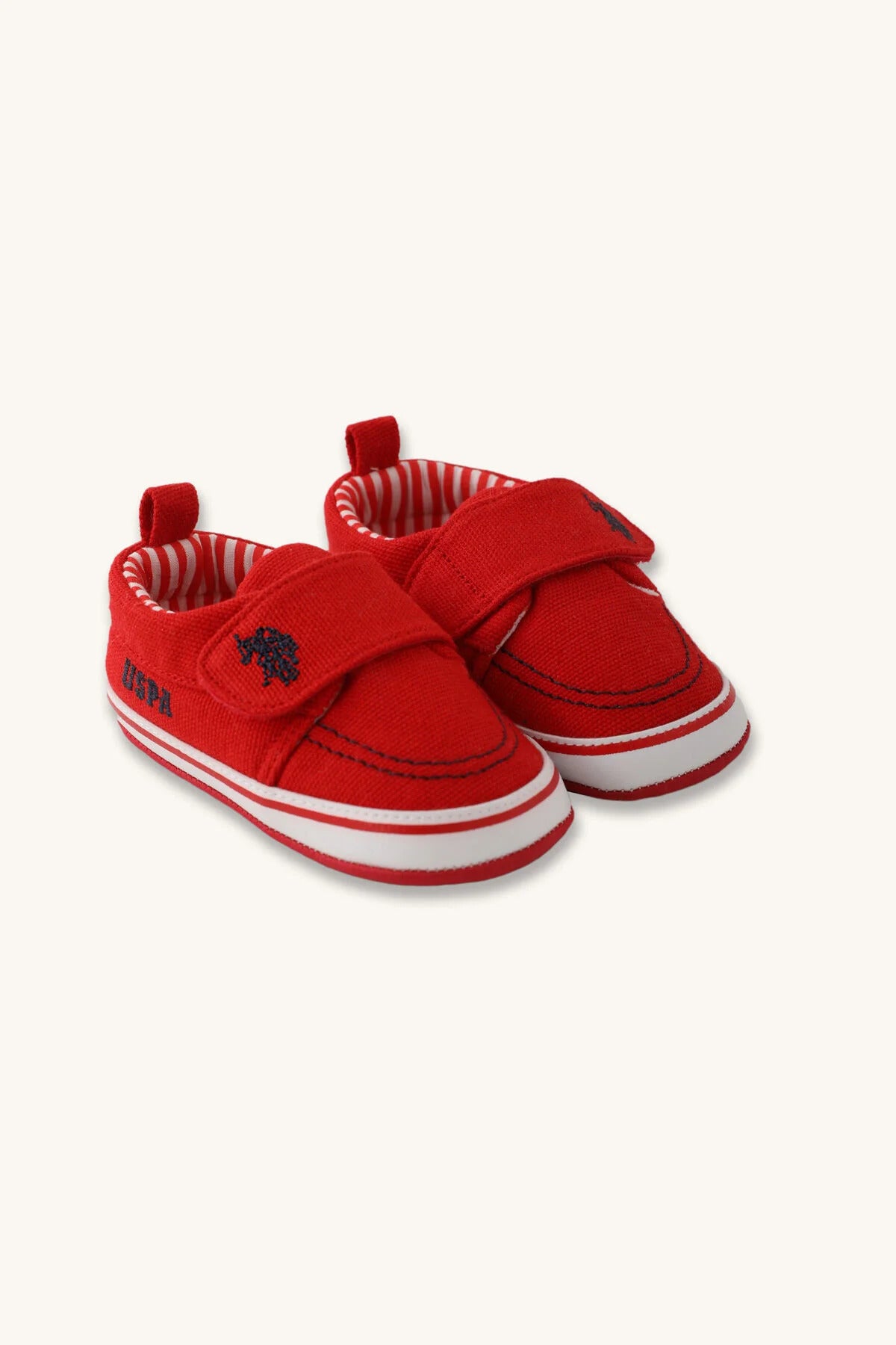 U.S. Polo Assn., Pantofi sport cu inchidere velcro si logo, Rosu, 18 EU