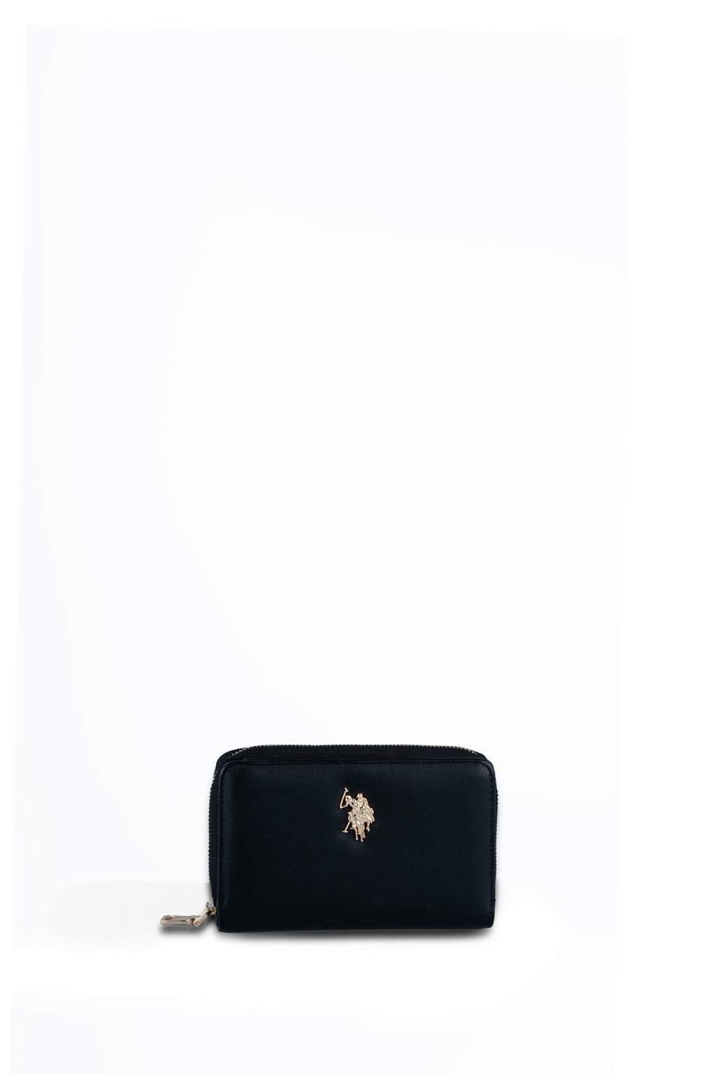 U.S. Polo Assn., Portofel de piele ecologica cu logo metalic, Negru