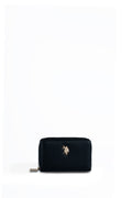 U.S. Polo Assn., Portofel de piele ecologica cu logo metalic, Negru