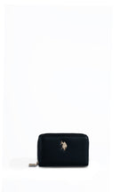 U.S. Polo Assn., Portofel de piele ecologica cu logo metalic, Negru