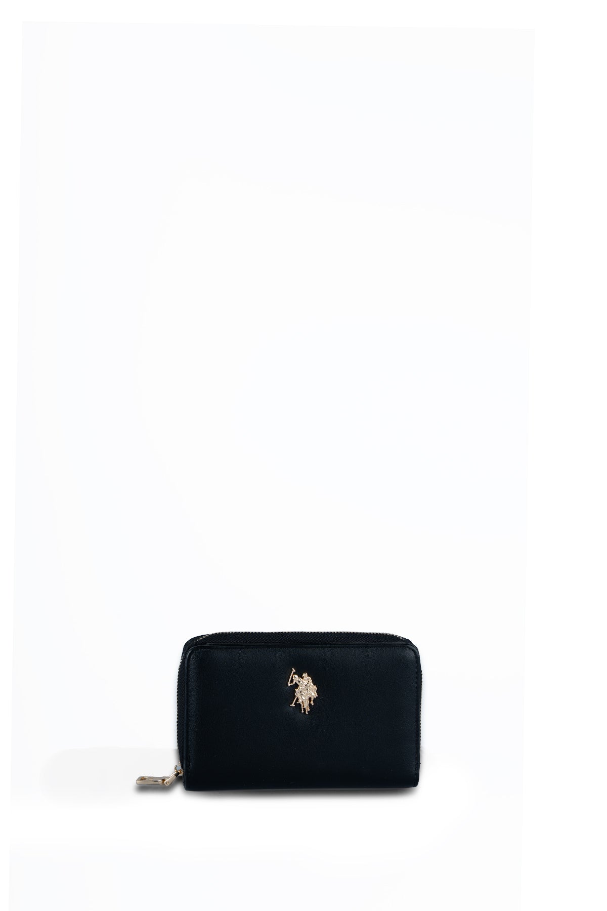 U.S. Polo Assn., Portofel de piele ecologica cu logo metalic, Negru