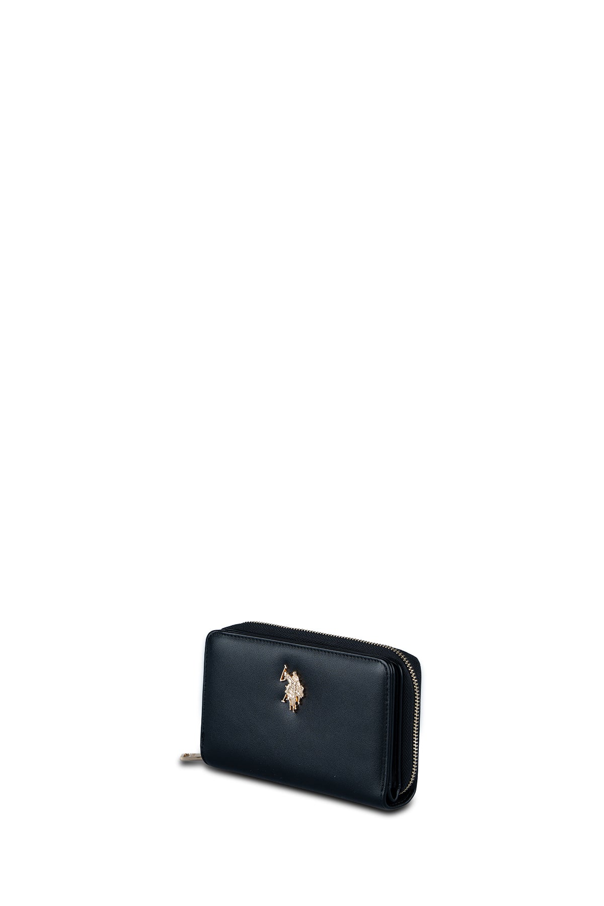 U.S. Polo Assn., Portofel de piele ecologica cu logo metalic, Negru