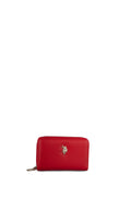 U.S. Polo Assn., Portofel de piele ecologica cu logo metalic, Rosu