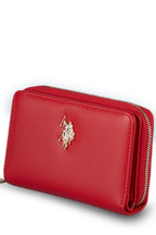 U.S. Polo Assn., Portofel de piele ecologica cu logo metalic, Rosu
