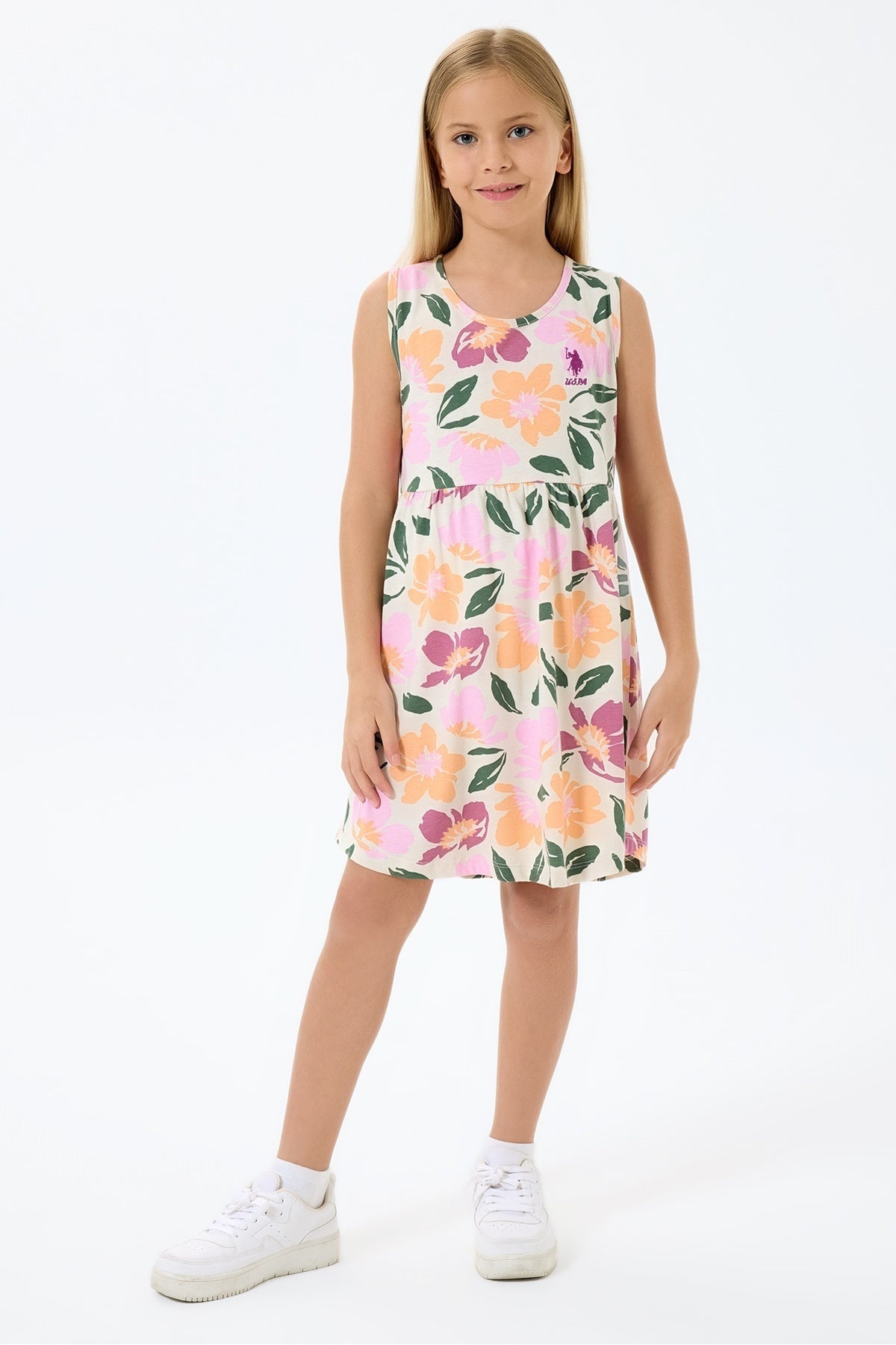 U.S. Polo Assn., Rochie fara maneci cu model floral