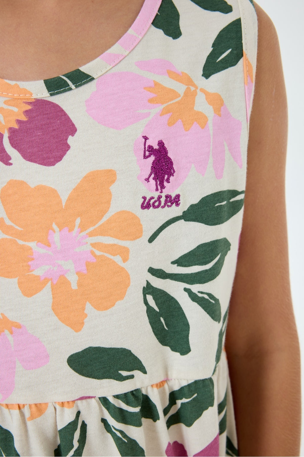 U.S. Polo Assn., Rochie fara maneci cu model floral