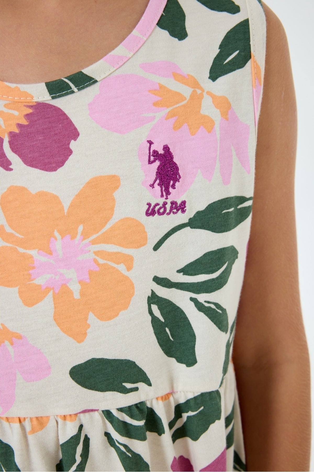 U.S. Polo Assn., Rochie fara maneci cu model floral