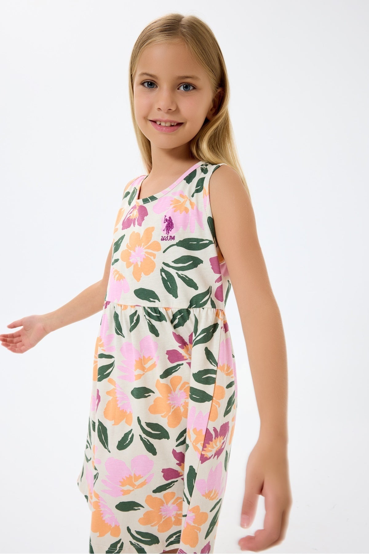 U.S. Polo Assn., Rochie fara maneci cu model floral