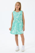 U.S. Polo Assn., Rochie evazata fara maneci cu model floral