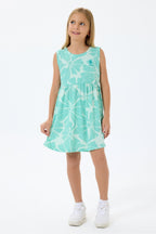 U.S. Polo Assn., Rochie evazata fara maneci cu model floral