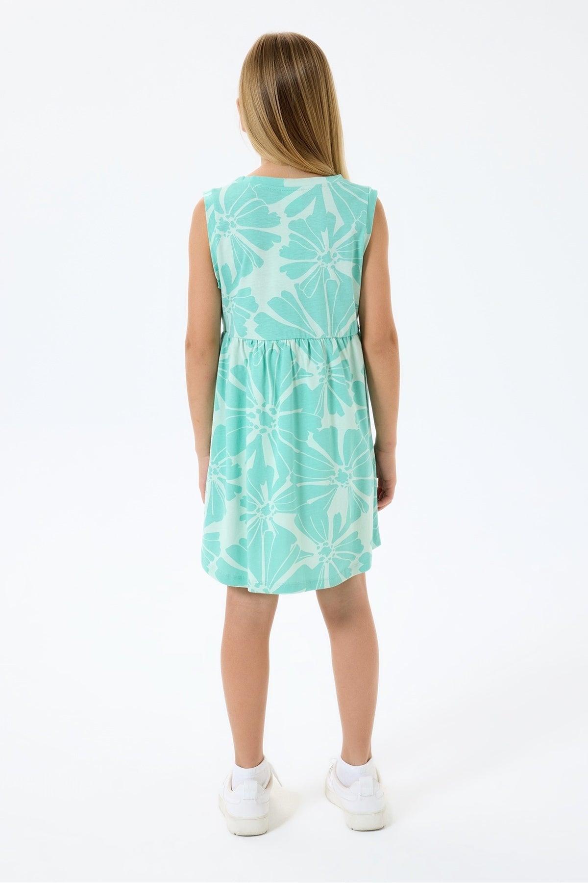 U.S. Polo Assn., Rochie evazata fara maneci cu model floral
