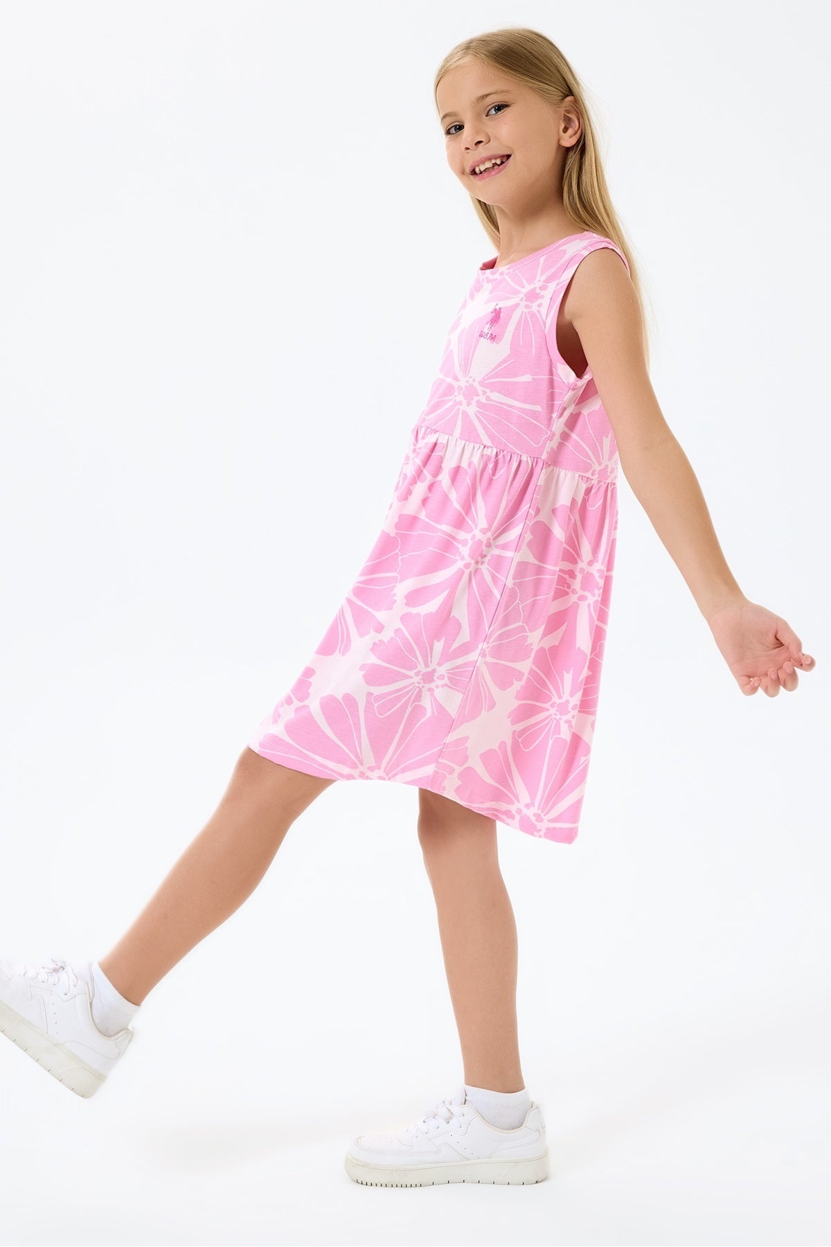 U.S. Polo Assn., Rochie evazata cu model floral
