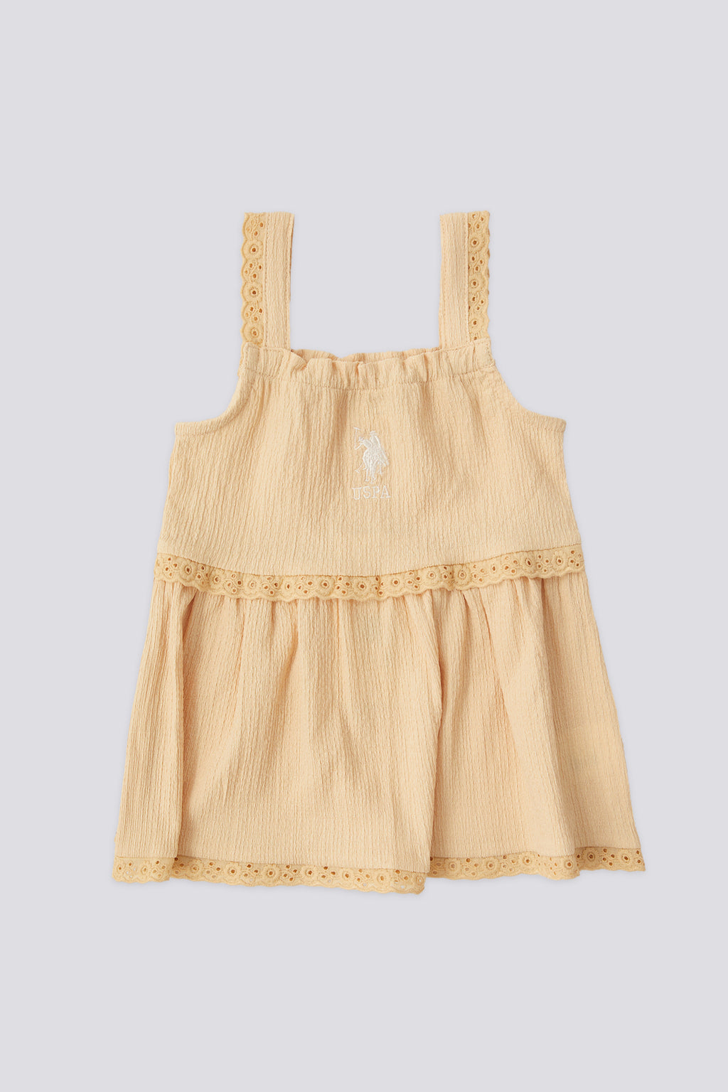 U.S. Polo Assn., Rochie cu decolteu patrat, Galben sofran