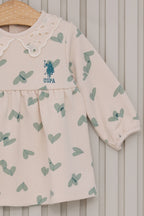 U.S. Polo Assn., Rochie din amestec de bumbac si imprimeu cu inimi