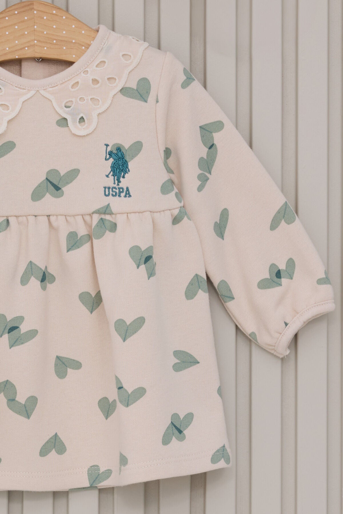 U.S. Polo Assn., Rochie din amestec de bumbac si imprimeu cu inimi