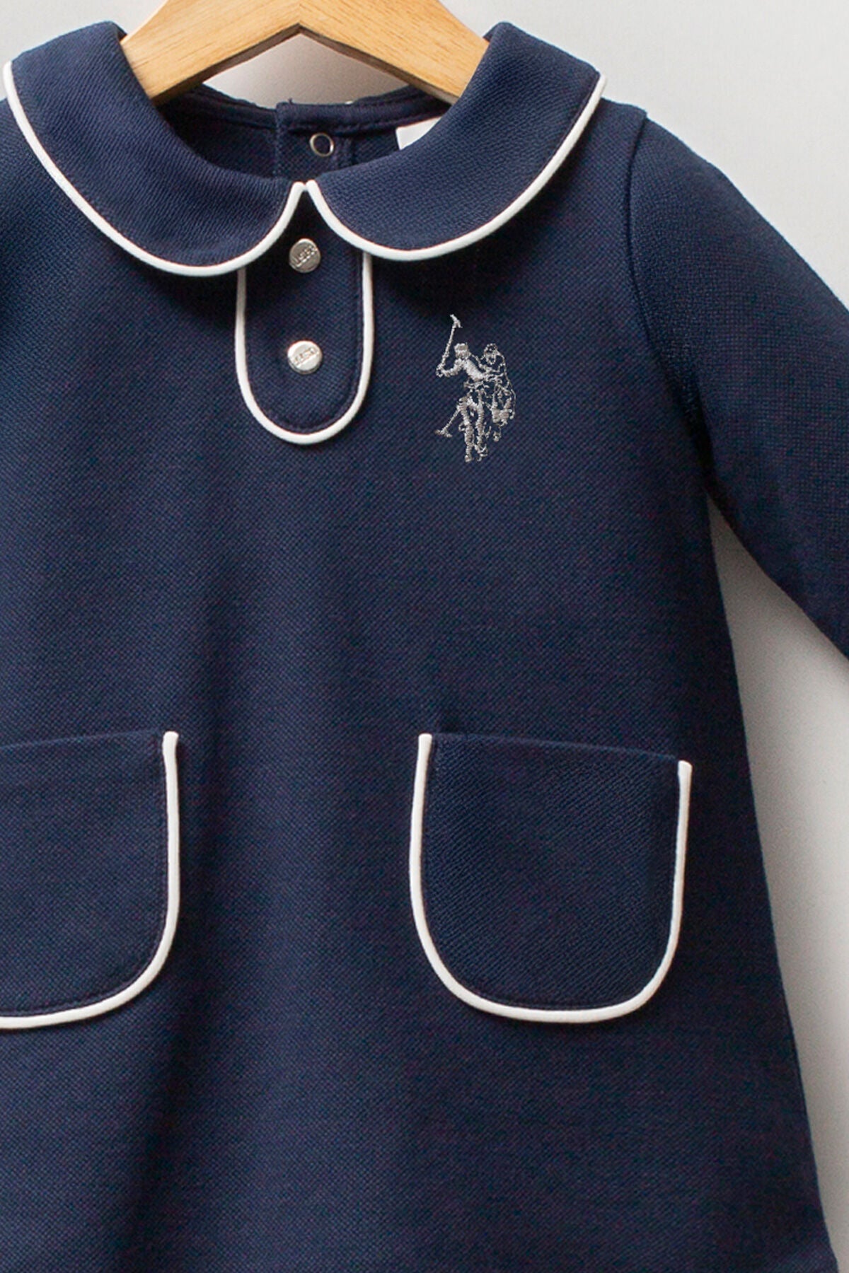 U.S. Polo Assn., Rochie scurta de bumbac cu maneci lungi