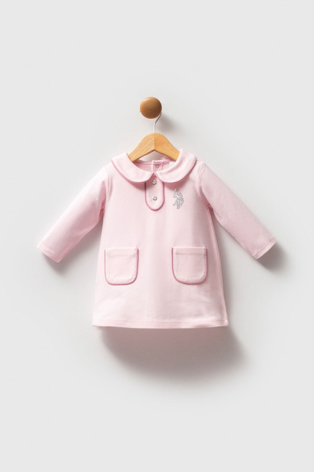 U.S. Polo Assn., Rochie scurta de bumbac cu maneci lungi