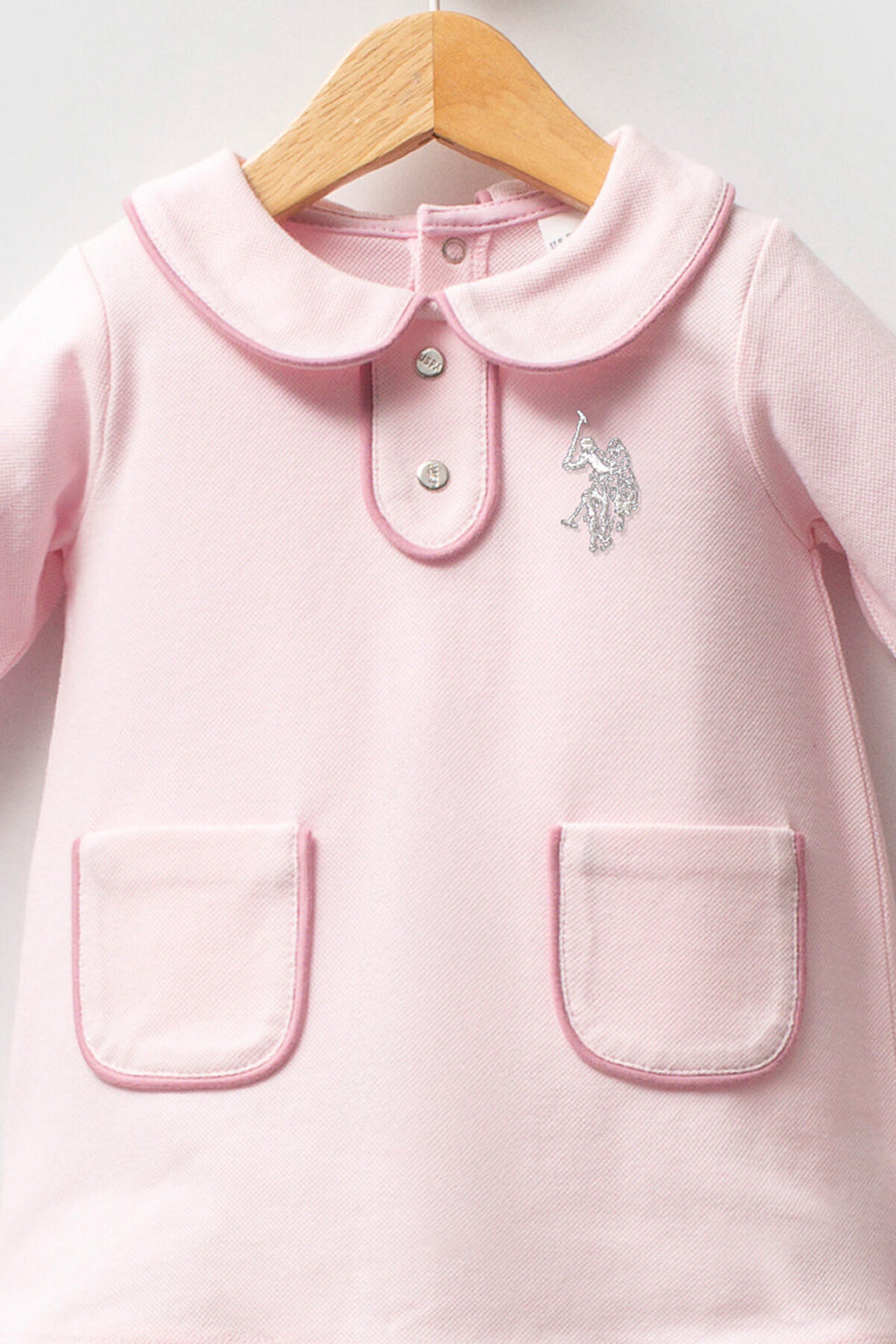 U.S. Polo Assn., Rochie scurta de bumbac cu maneci lungi