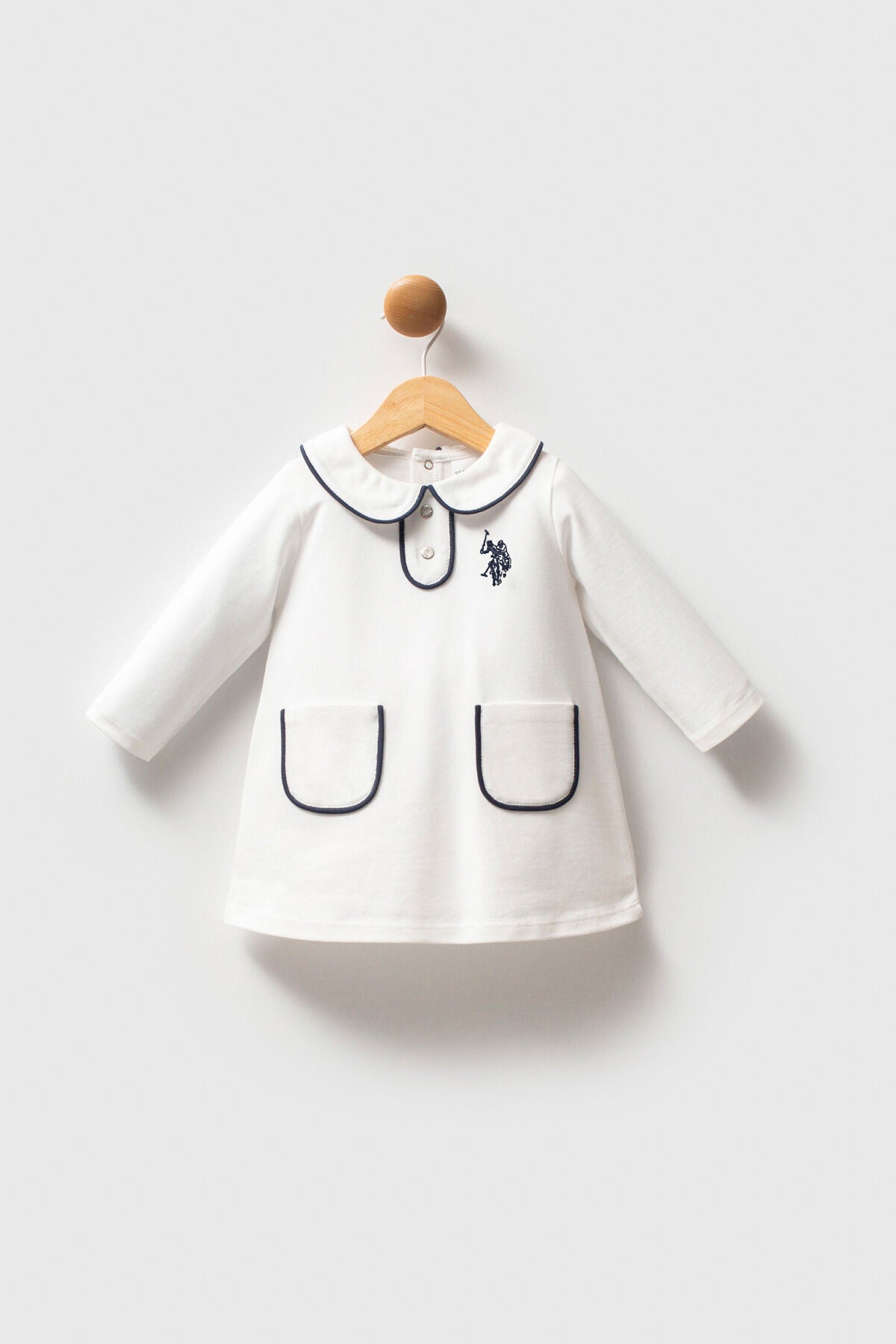 U.S. Polo Assn., Rochie scurta de bumbac cu maneci lungi