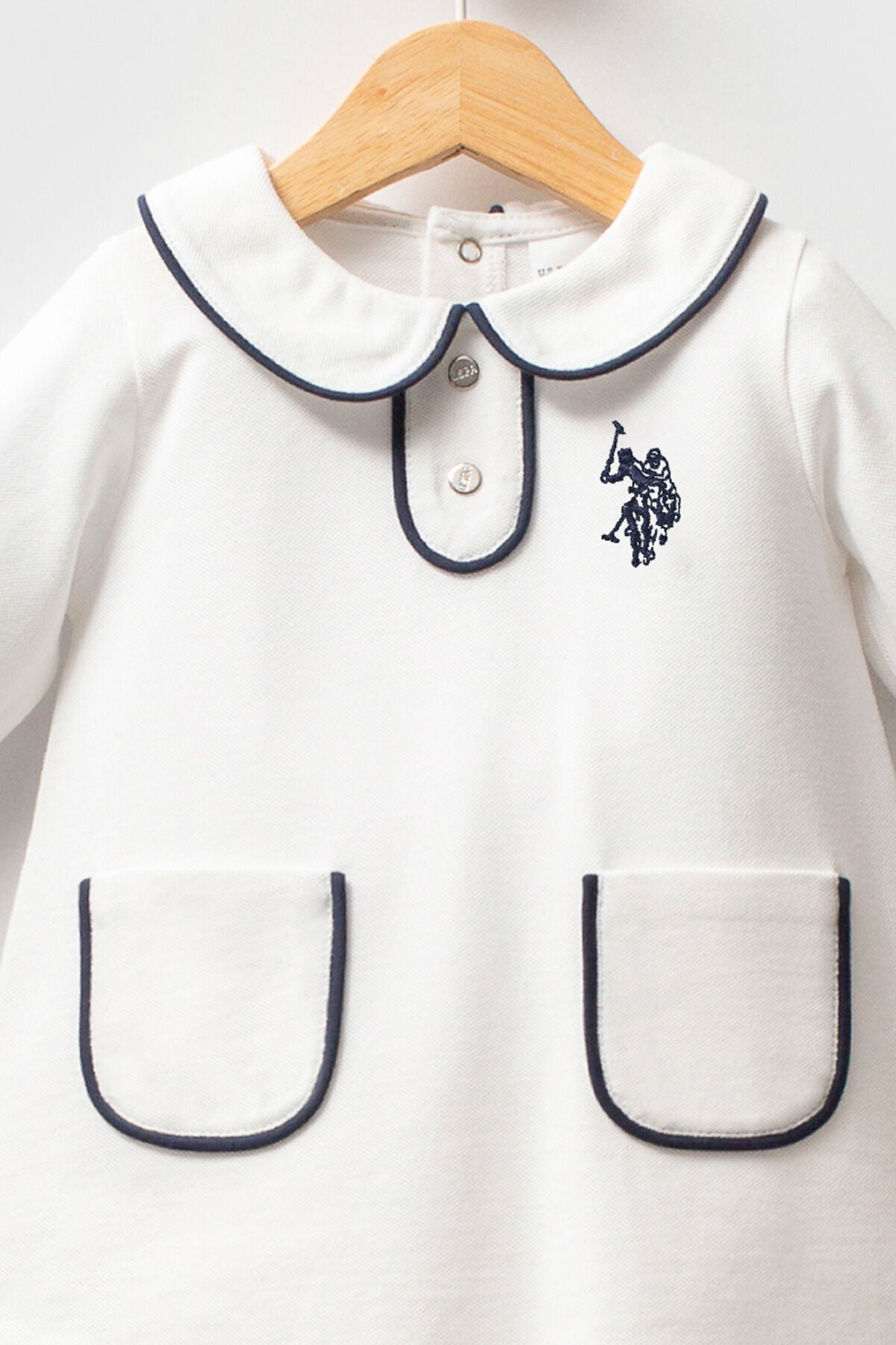 U.S. Polo Assn., Rochie scurta de bumbac cu maneci lungi