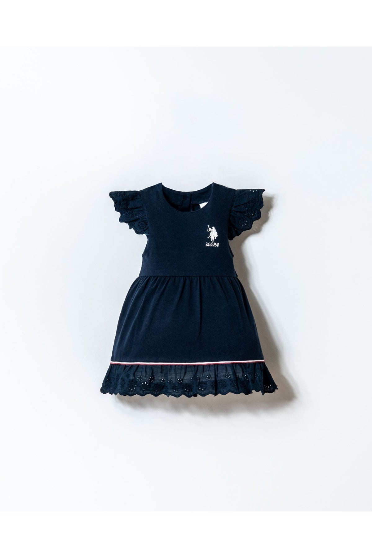 U.S. Polo Assn., Rochie evazata din amestec de bumbac cu logo
