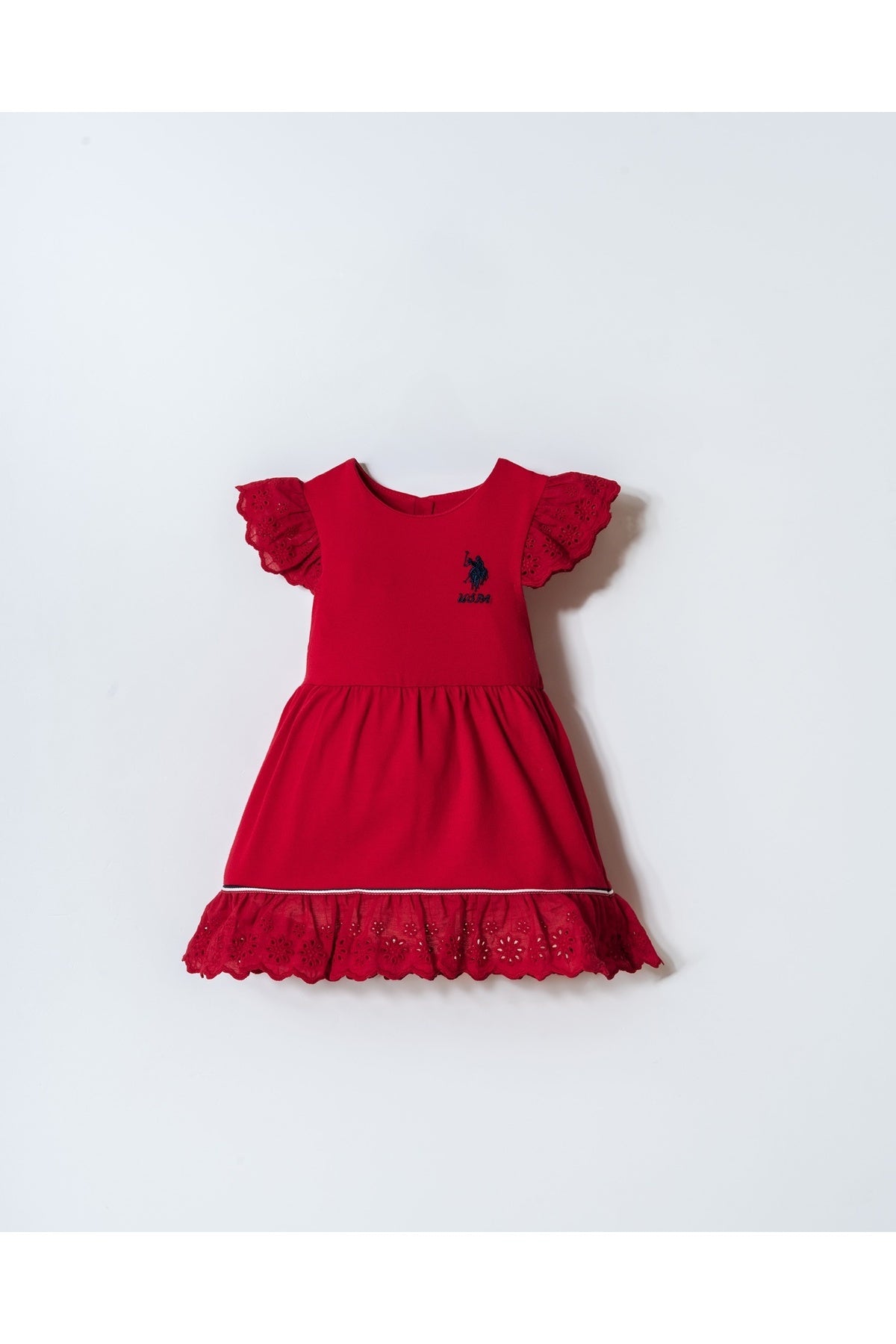 U.S. Polo Assn., Rochie evazata din amestec de bumbac cu logo