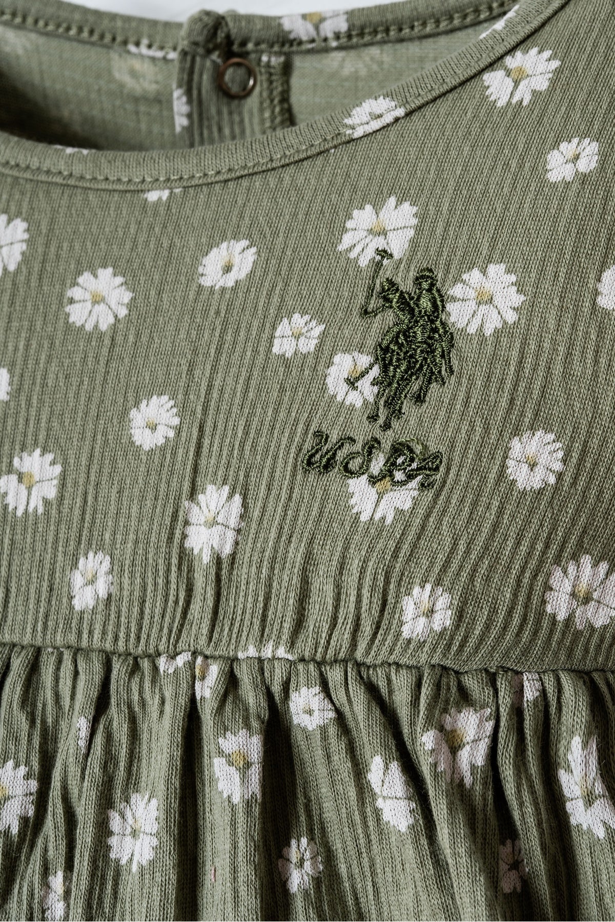 U.S. Polo Assn., Rochie cu maneca scurta si decolteu la baza gatului