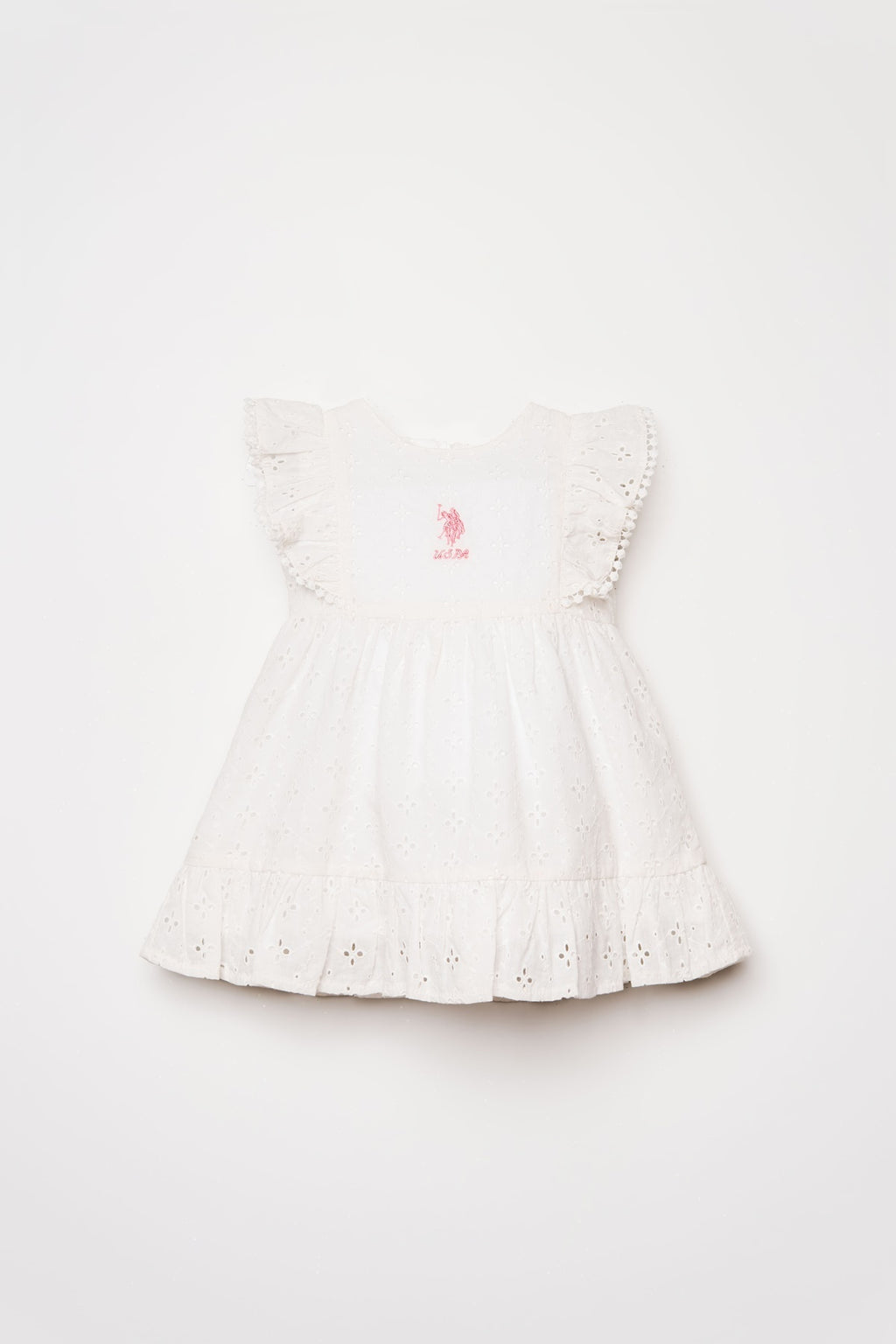 U.S. Polo Assn., Rochie din bumbac cu dantela sangallo