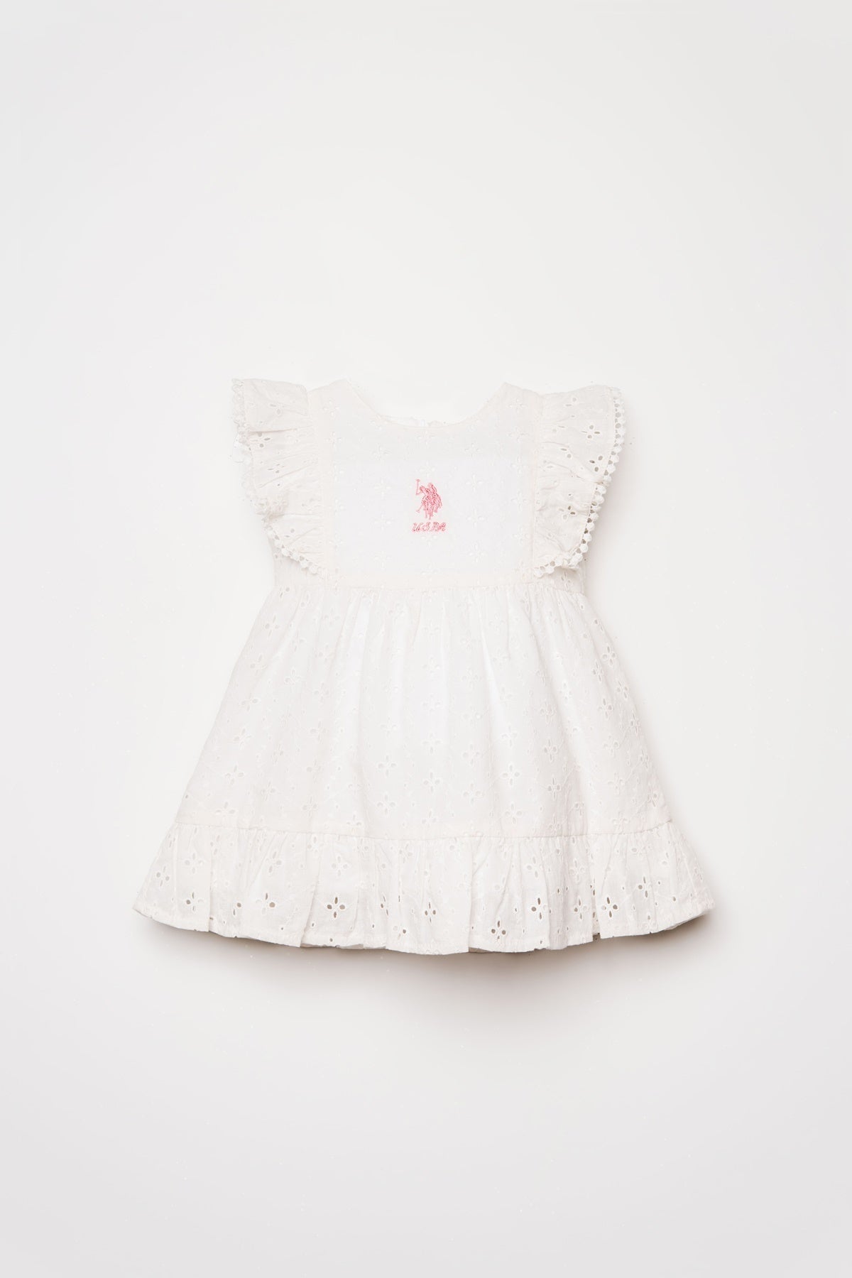 U.S. Polo Assn., Rochie din bumbac cu dantela sangallo