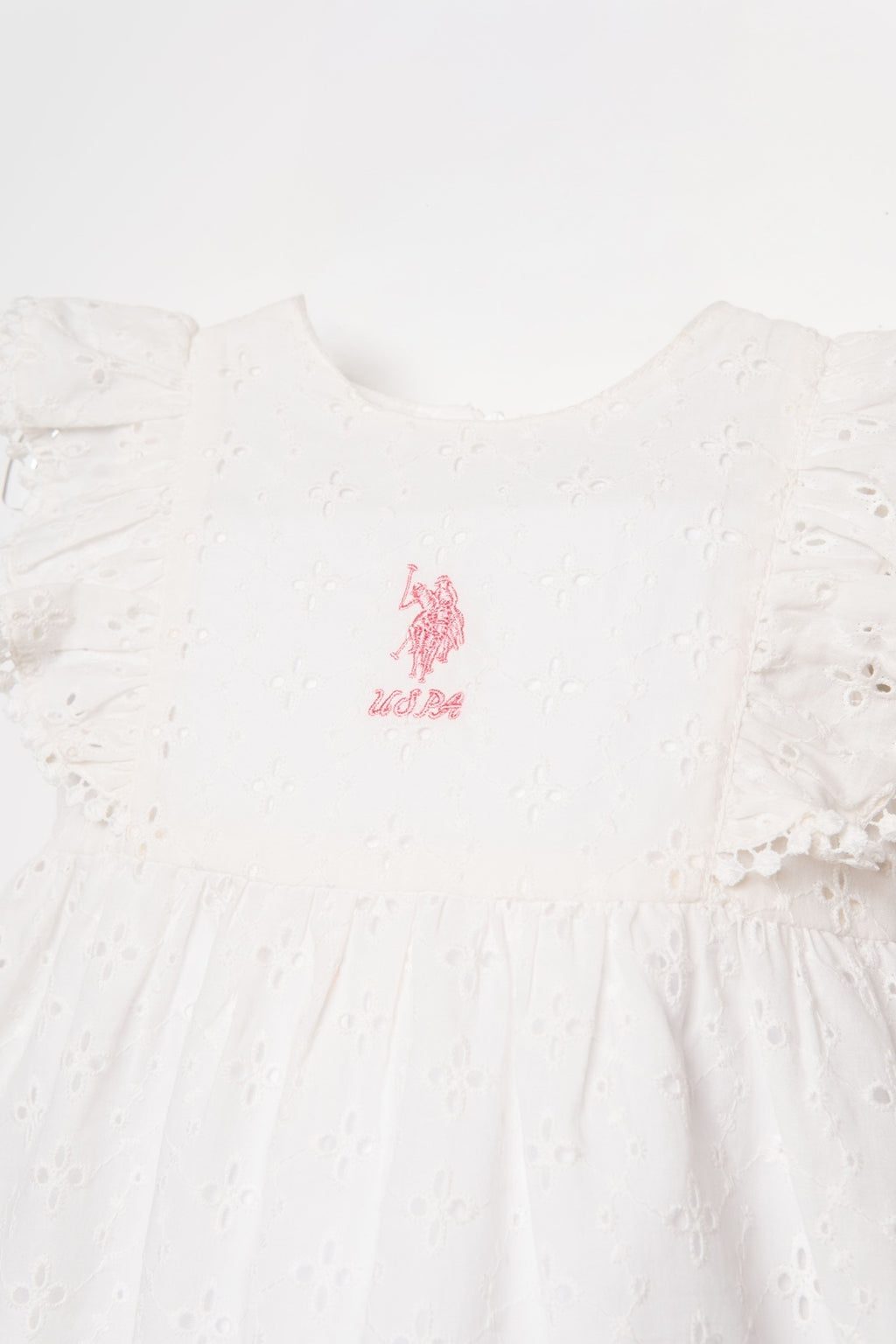 U.S. Polo Assn., Rochie din bumbac cu dantela sangallo