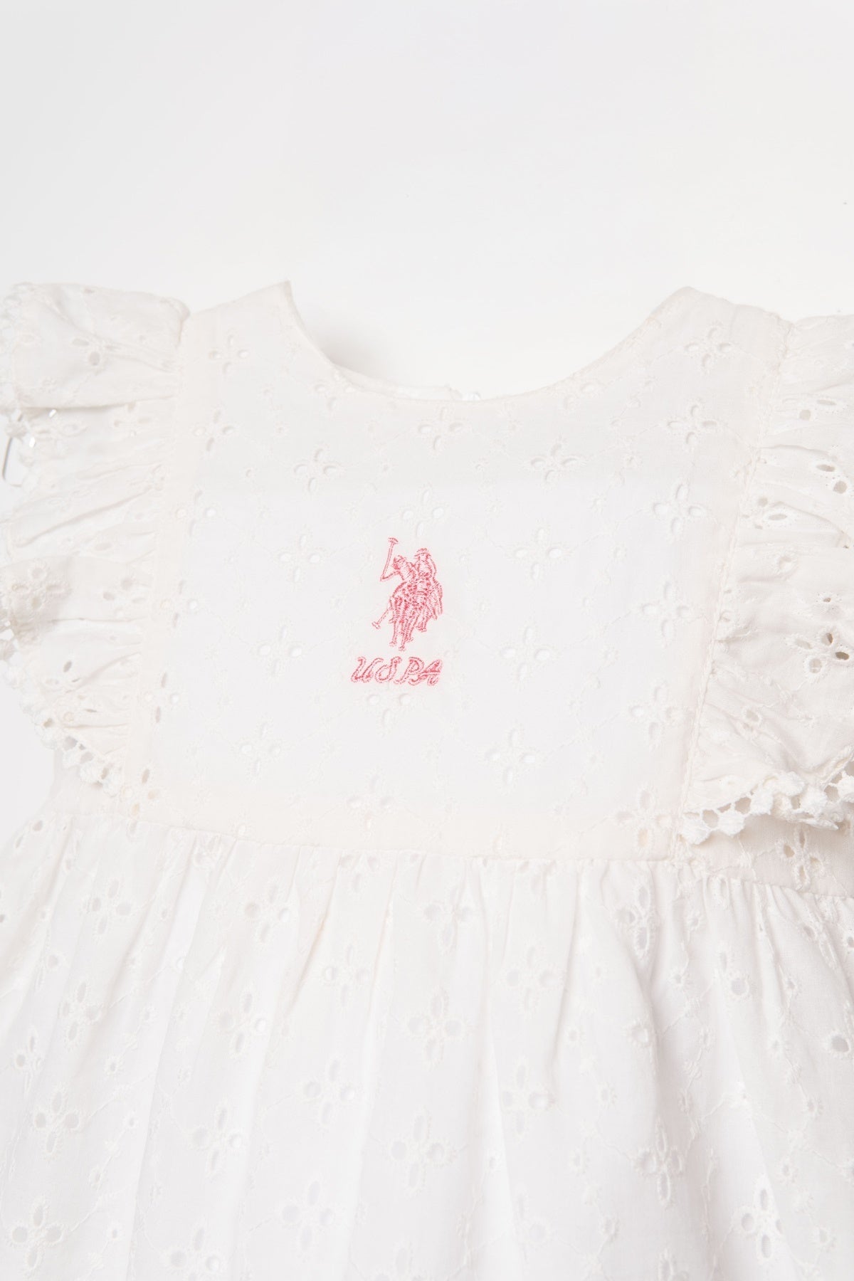 U.S. Polo Assn., Rochie din bumbac cu dantela sangallo