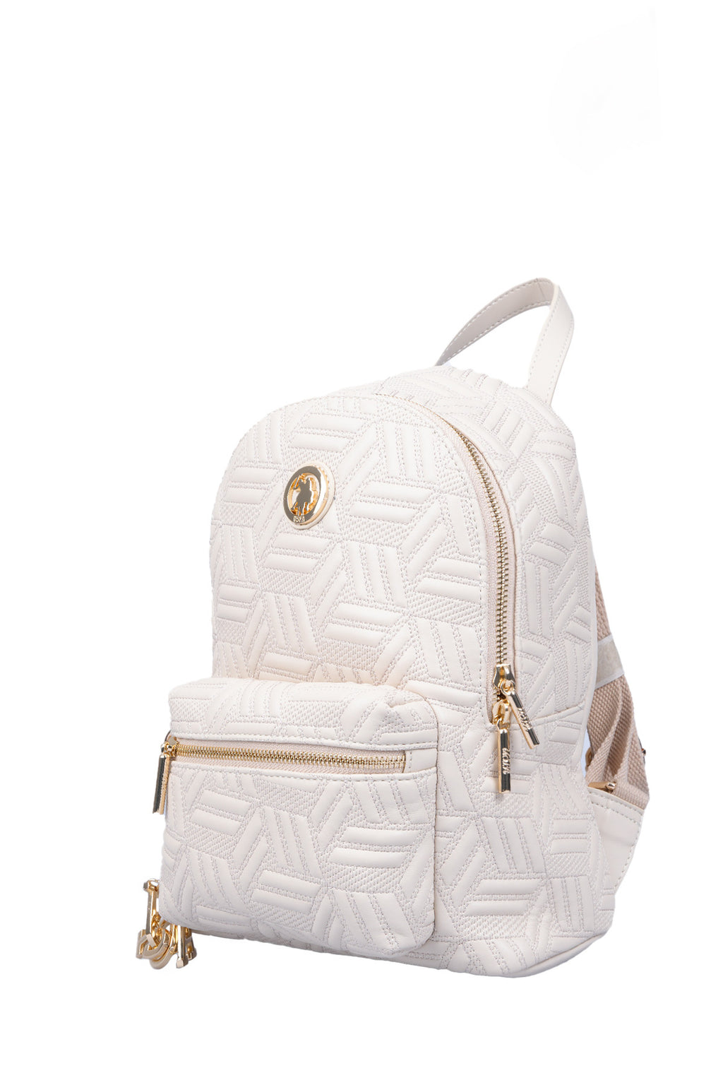 U.S. Polo Assn., Rucsac de piele ecologica cu fermoar, Crem