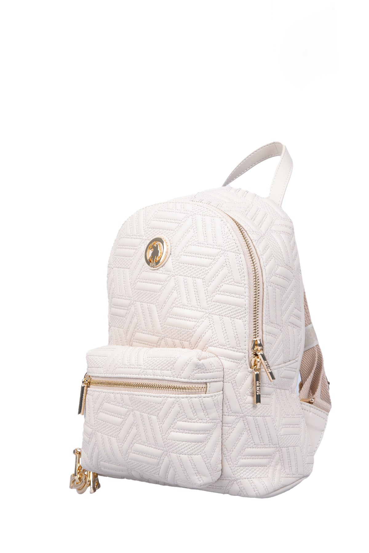 U.S. Polo Assn., Rucsac de piele ecologica cu fermoar, Crem