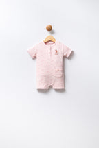 U.S. Polo Assn., Salopeta de bumbac cu imprimeu, Roz pastel, Roz prafuit, 74-80 CM