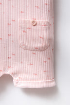 U.S. Polo Assn., Salopeta de bumbac cu imprimeu, Roz pastel, Roz prafuit, 74-80 CM