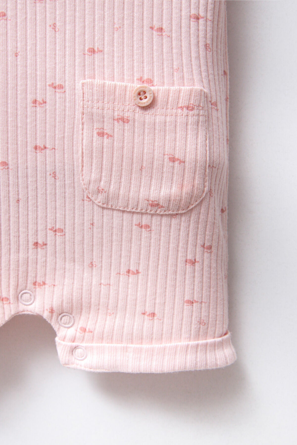 U.S. Polo Assn., Salopeta de bumbac cu imprimeu, Roz pastel, Roz prafuit, 74-80 CM