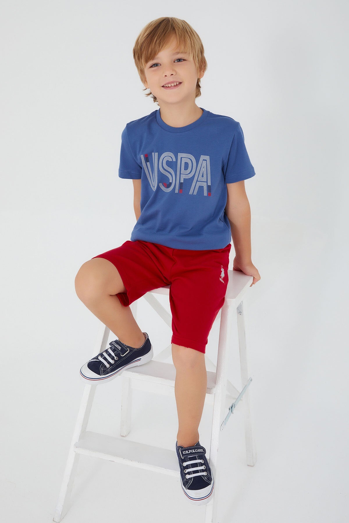 U.S. Polo Assn., Set de tricou si pantaloni cu logo - 2 piese