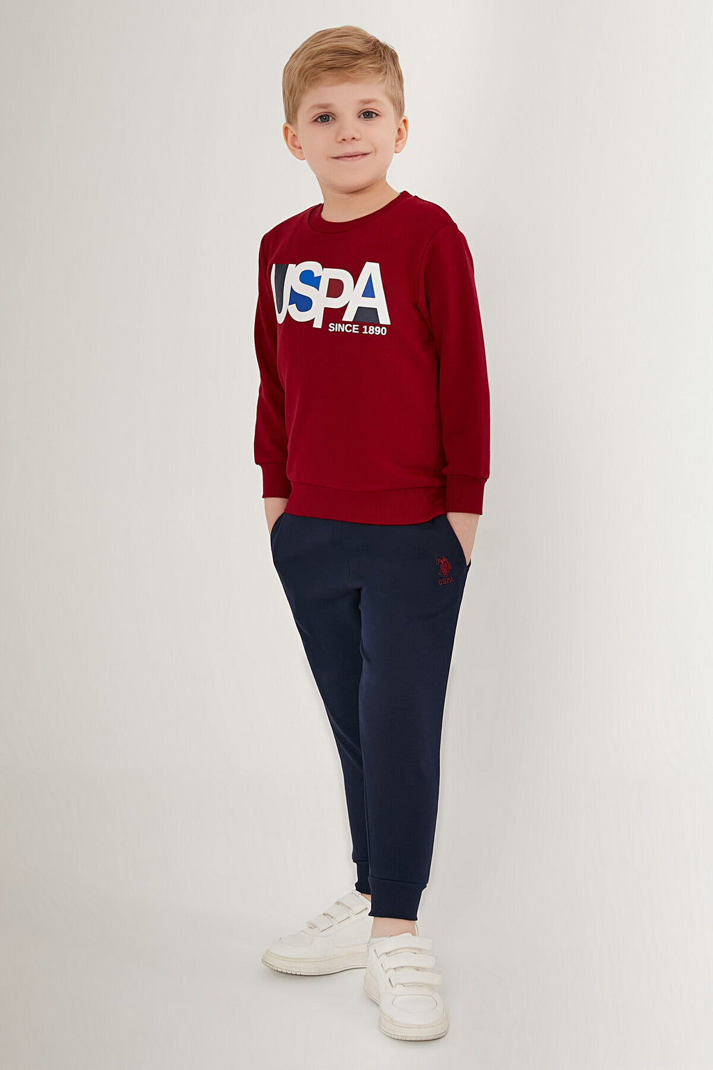 U.S. Polo Assn., Trening cu imprimeu logo, Albastru ultramarin, Rosu inchis, 152-158 CM