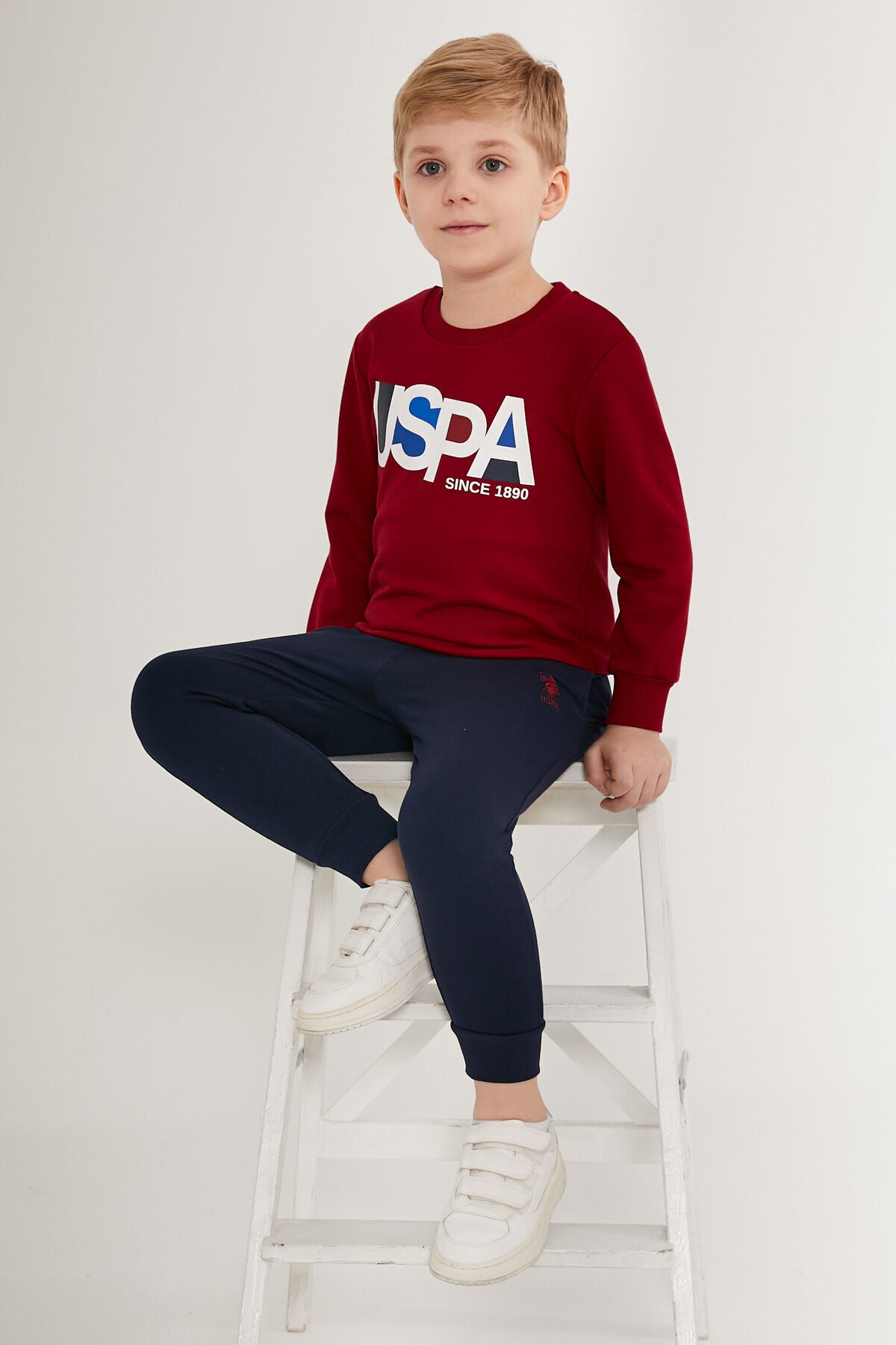 U.S. Polo Assn., Trening cu imprimeu logo, Albastru ultramarin, Rosu inchis, 152-158 CM