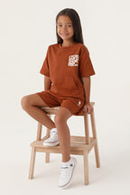 U.S. Polo Assn., Set de tricou cu imprimeu si pantaloni scurti, Maro, 164-170 CM