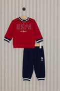 U.S. Polo Assn., Trening cu logo, Rosu, Negru, 68-74 CM