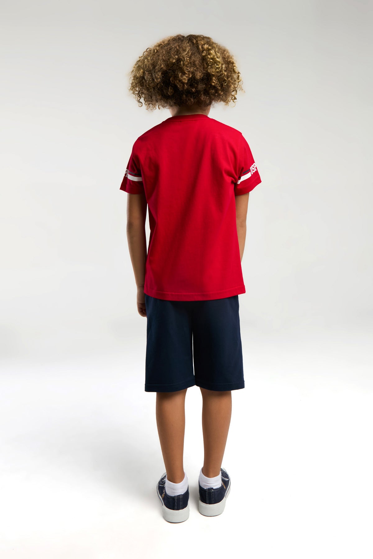 U.S. Polo Assn., Set de tricou din bumbac si pantaloni scurti cu logo - 2 Piese