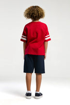 U.S. Polo Assn., Set de tricou de bumbac si pantaloni scurti cu imprimeu logo - 2 piese