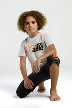 U.S. Polo Assn., Set de tricou de bumbac si pantaloni scurti - 2 piese