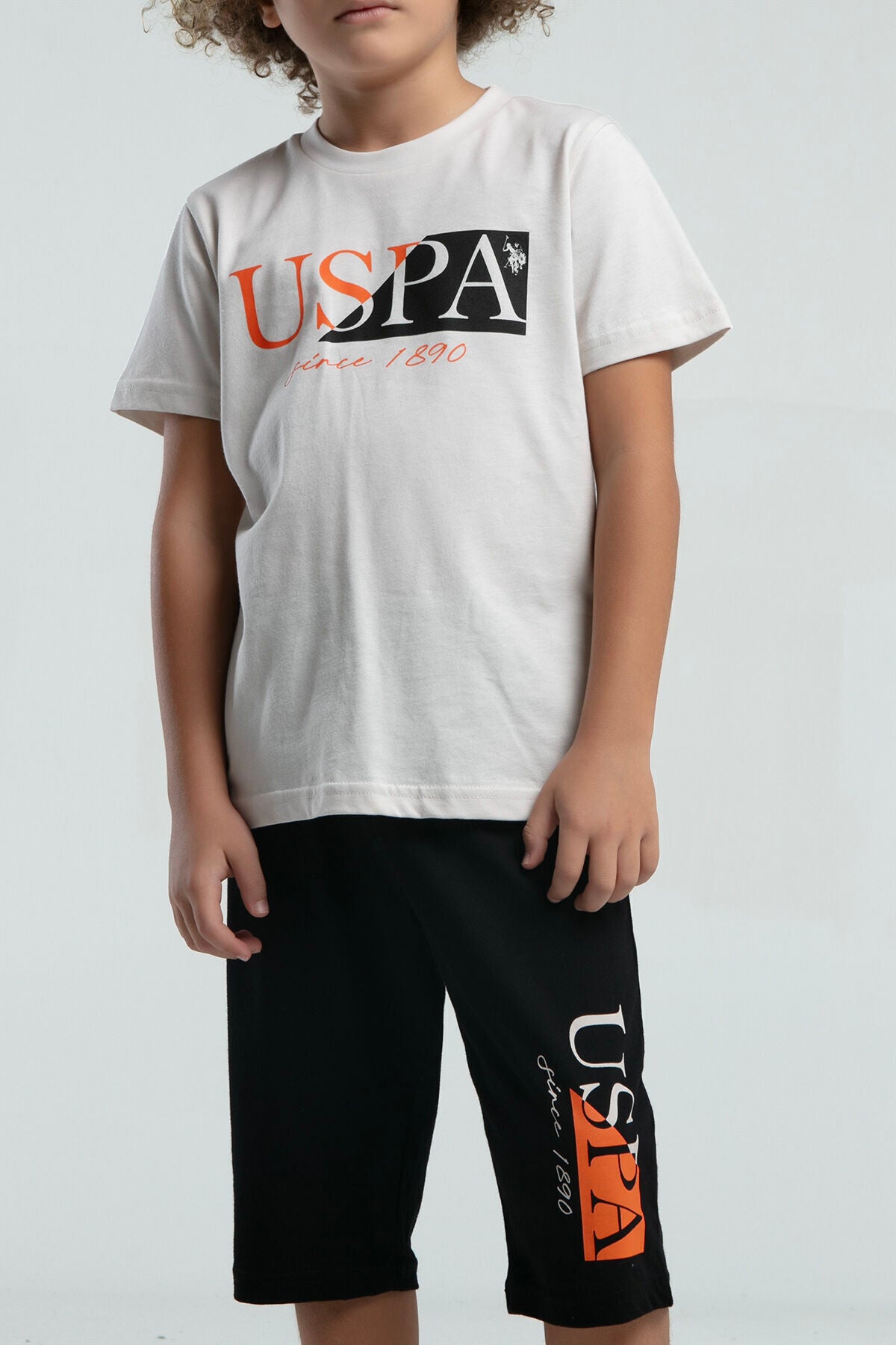 U.S. Polo Assn., Set de tricou de bumbac si pantaloni scurti - 2 piese