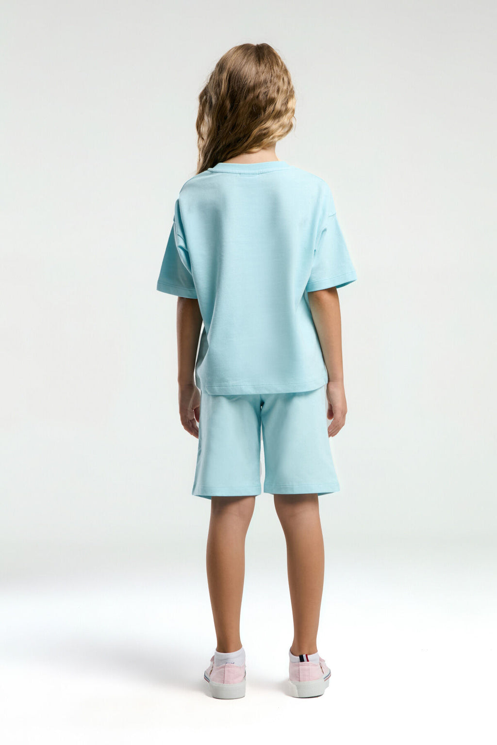 U.S. Polo Assn., Set de tricou de bumbac cu logo si pantaloni scurti - 2 piese, Albastru deschis, 116-122 CM