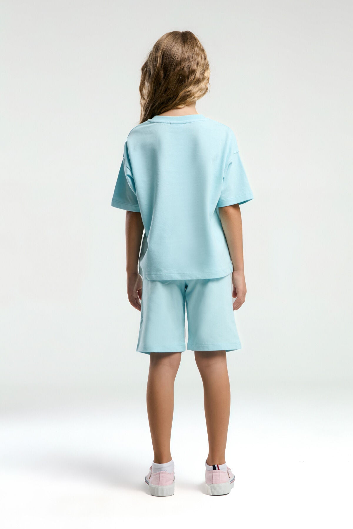 U.S. Polo Assn., Set de tricou de bumbac cu logo si pantaloni scurti - 2 piese, Albastru deschis, 116-122 CM