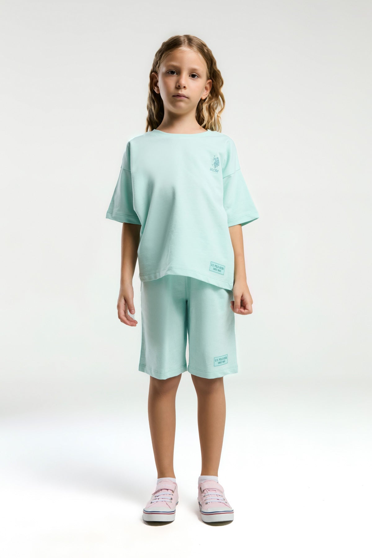 U.S. Polo Assn., Set de tricou de bumbac cu logo si pantaloni scurti - 2 piese