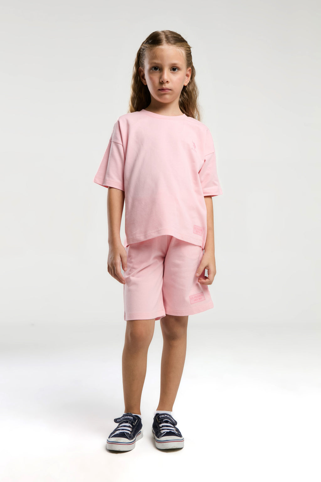 U.S. Polo Assn., Set de tricou de bumbac cu logo si pantaloni scurti - 2 piese
