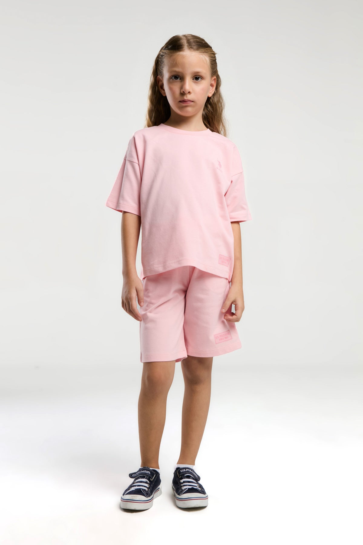 U.S. Polo Assn., Set de tricou de bumbac cu logo si pantaloni scurti - 2 piese